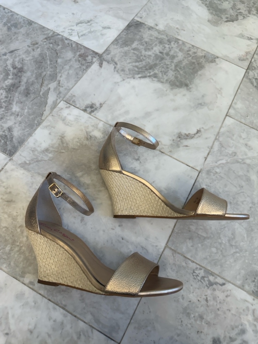 Lilly Pulitzer Metallic Gold Ankle-Strap Sandals